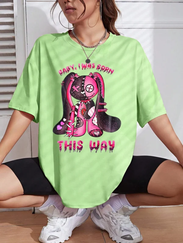 Cute rabbit print t-shirt for women