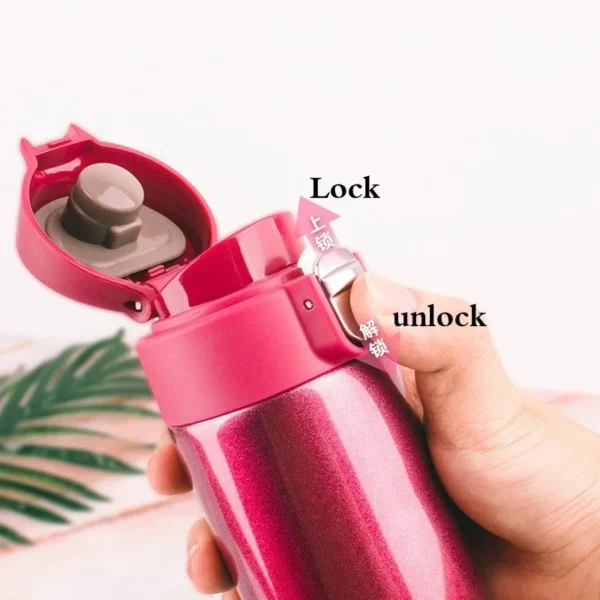 500ml stainless steel vacuum flask thermos with push-button bouncing lid open