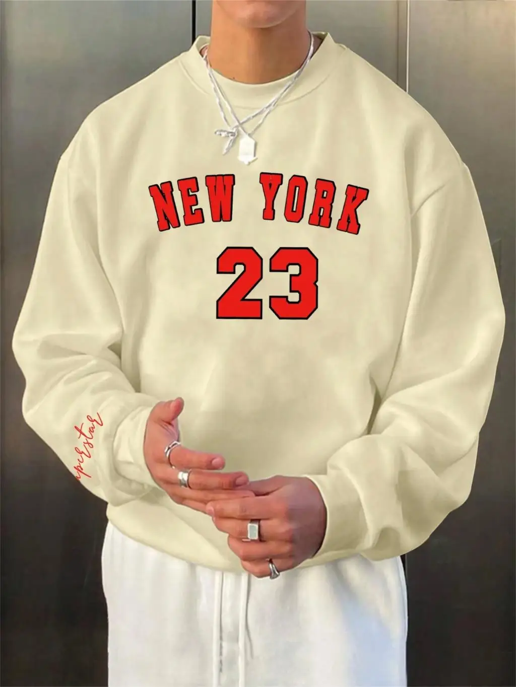 Men's New York 23 Print Hoodie - Crewneck Sweatshirt