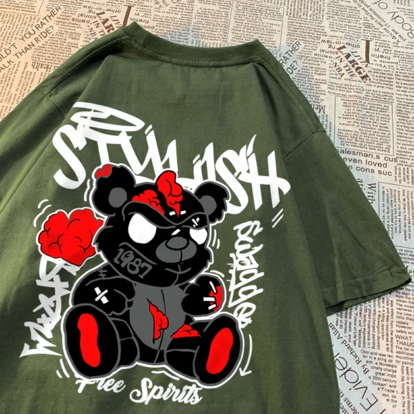 Exploding Puppet Bear graphic t-shirt for men and women.