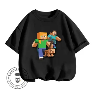 Cute girls t-shirt with colourful pixel art block-style graphic