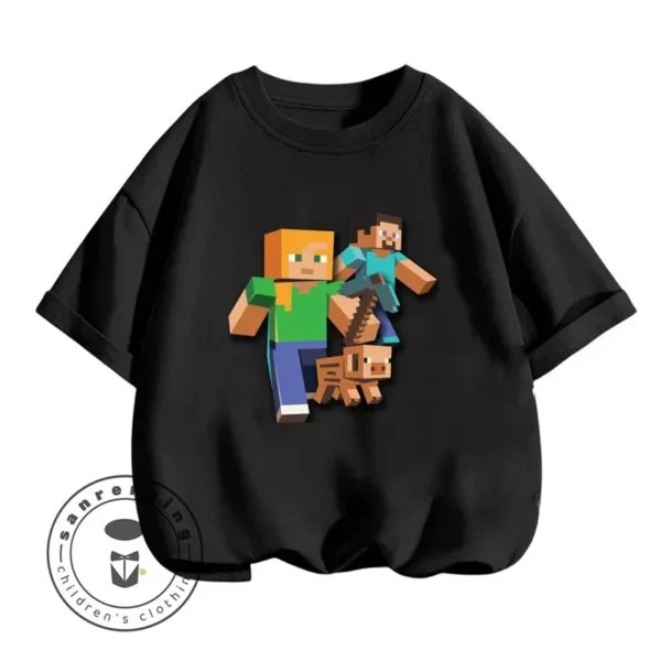 Cute girls t-shirt with colourful pixel art block-style graphic