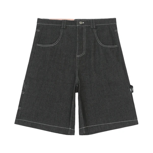 Men's embroidered wide-leg denim shorts