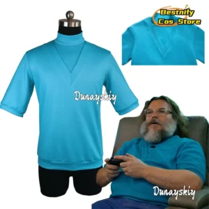 Blue V-neck Steve cosplay t-shirt made from polyester