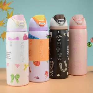 Owala FreeSip insulated stainless steel water bottle with patented dual-spout straw lid shown in available sizes.