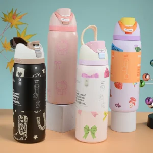 Owala FreeSip insulated stainless steel water bottle with built-in straw and protective push-button lid. BPA-free.