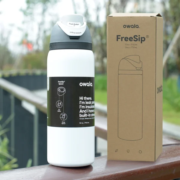 Owala insulated stainless steel water bottle with straw in 24oz or 32oz size