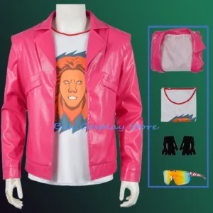Full Garrett anime cosplay costume with pink PU jacket