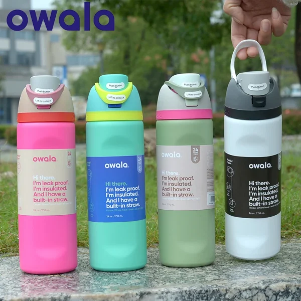 Owala Good Egg insulated stainless steel tumbler for hot and cold drinks.