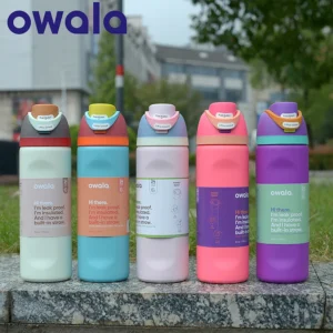 Owala insulated stainless steel water bottle with straw in 24oz or 32oz size