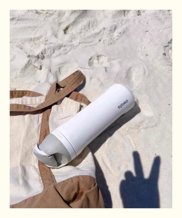 Owala FreeSip insulated stainless steel water bottle with patented dual-spout straw lid shown in available sizes.