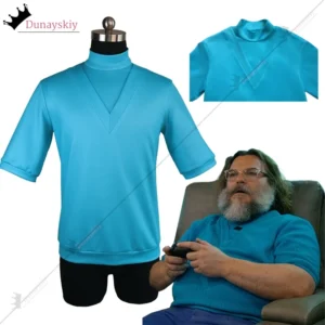 Blue V-neck short-sleeve t-shirt resembling Steve's outfit from Minecraft