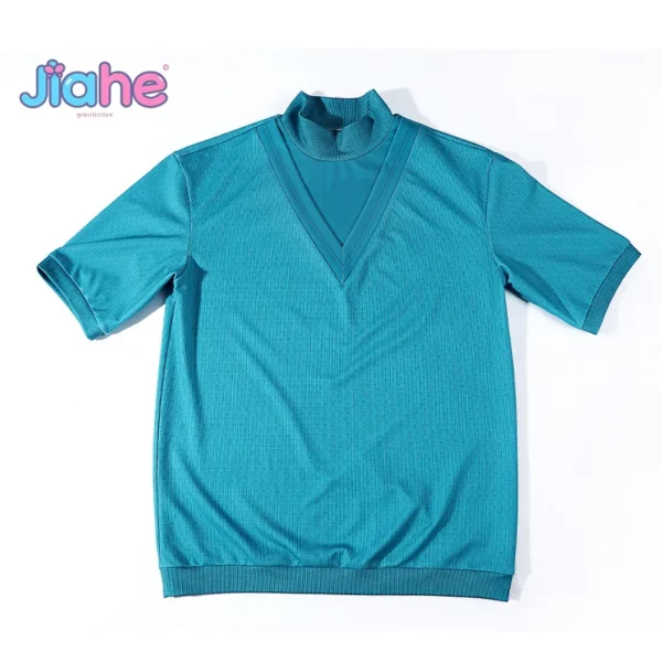 Blue short-sleeve t-shirt featuring Steve's iconic pixelated look from Minecraft.